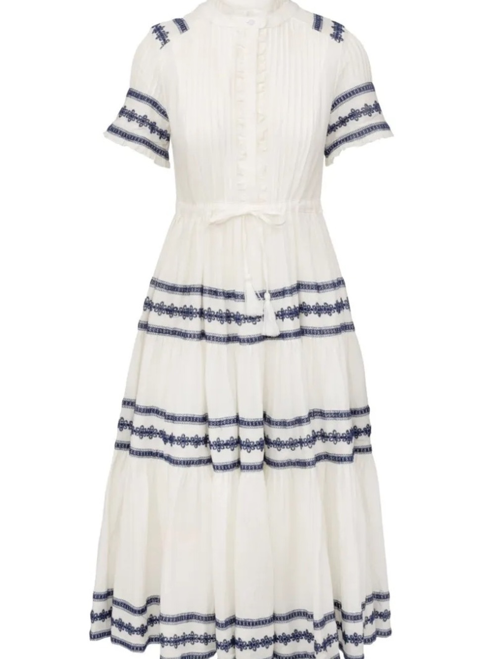 Ivy City Co Santorini Dress β’ S β’ Cream + Navy Maxi Nautical